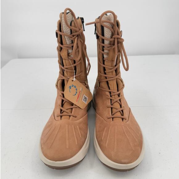 NWT Ecco Women's Tan Solice Leather Cashmere Insulated High Boots Size 39 - Picture 3 of 11